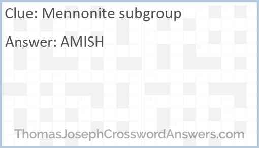 Mennonite subgroup Answer