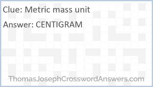 Metric mass unit Answer