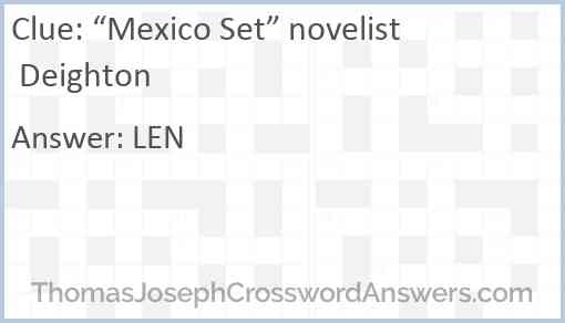 “Mexico Set” novelist Deighton Answer