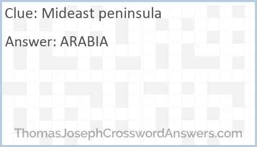 Mideast peninsula Answer