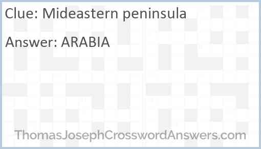 Mideastern peninsula Answer