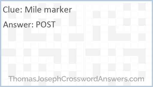 Mile marker Answer