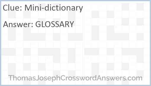 Mini-dictionary Answer
