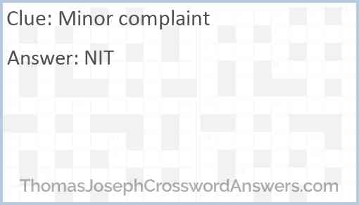 Minor complaint Answer