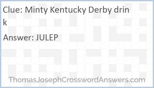 Minty Kentucky Derby drink Answer