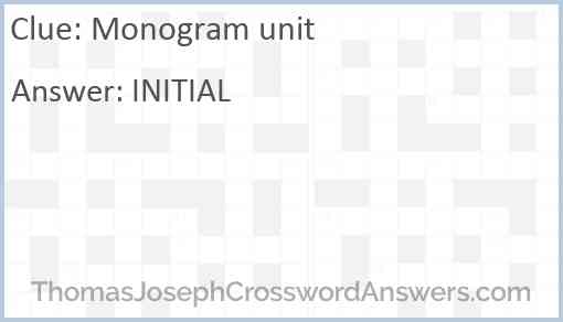Monogram unit Answer