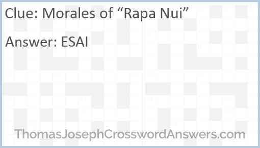Morales of “Rapa Nui” Answer