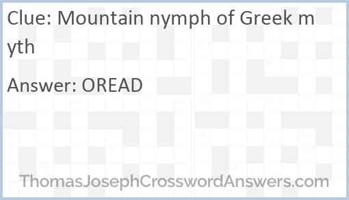 Mountain nymph of Greek myth Answer