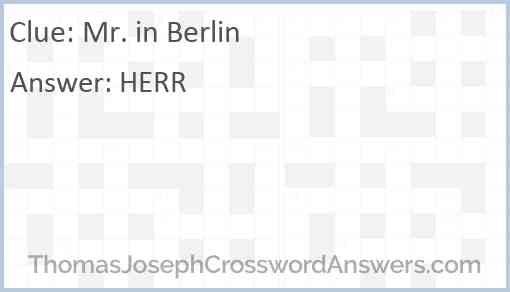 Mr. in Berlin Answer