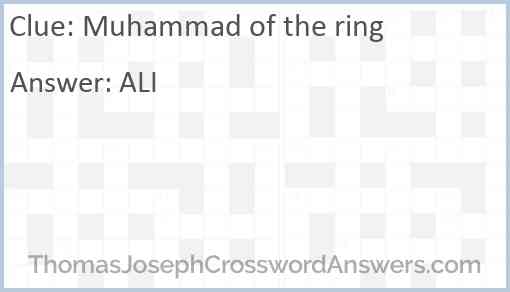 Muhammad of the ring Answer