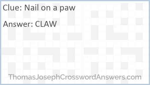 Nail on a paw Answer