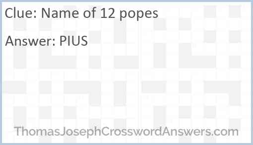 Name of 12 popes Answer