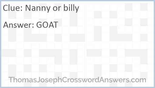 Nanny or billy Answer