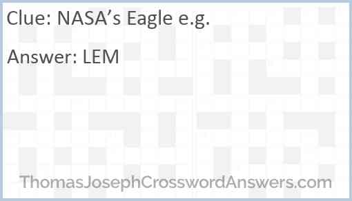 NASA’s Eagle e.g. Answer