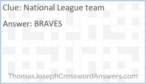 National League team Answer