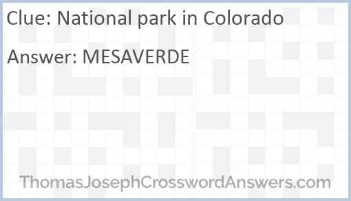 National park in Colorado Answer