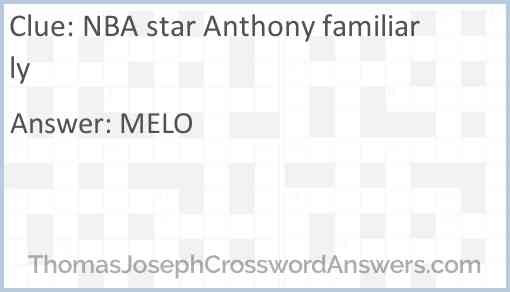 NBA star Anthony familiarly Answer