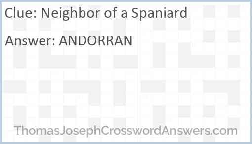 Neighbor of a Spaniard Answer