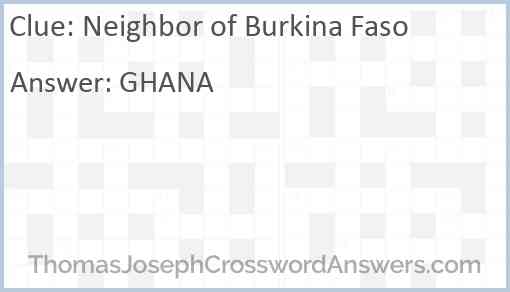 Neighbor of Burkina Faso Answer
