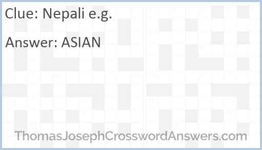 Nepali e.g. Answer