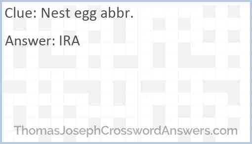 Nest egg abbr. Answer