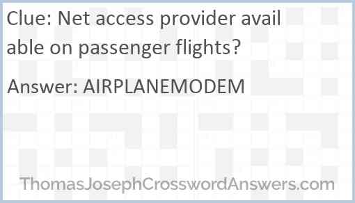 Net access provider available on passenger flights? Answer