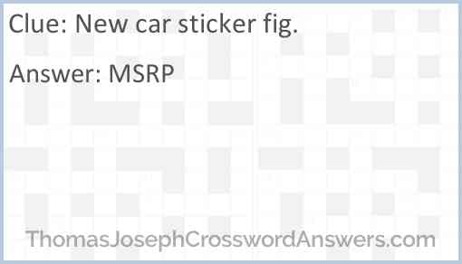 New car sticker fig. Answer