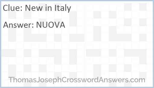 New in Italy Answer