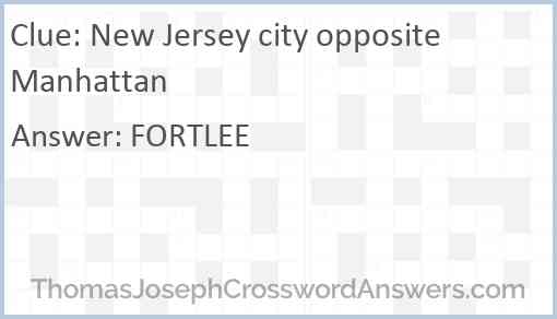 New Jersey city opposite Manhattan Answer