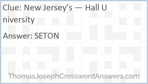 New Jersey’s — Hall University Answer