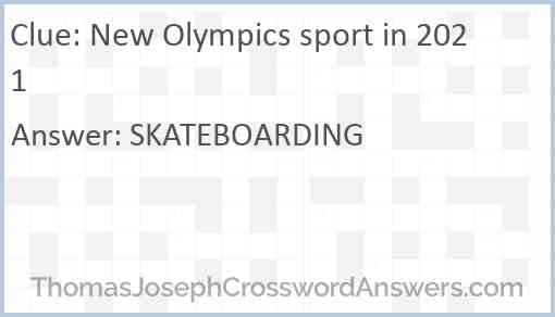 New Olympics sport in 2021 Answer