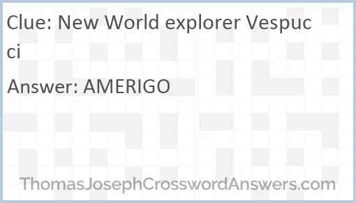 New World explorer Vespucci Answer