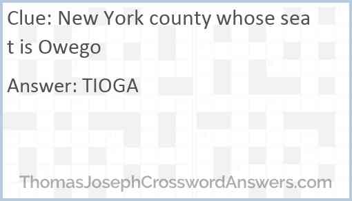 New York county whose seat is Owego Answer