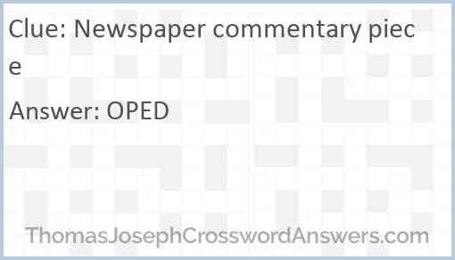 Newspaper commentary piece Answer