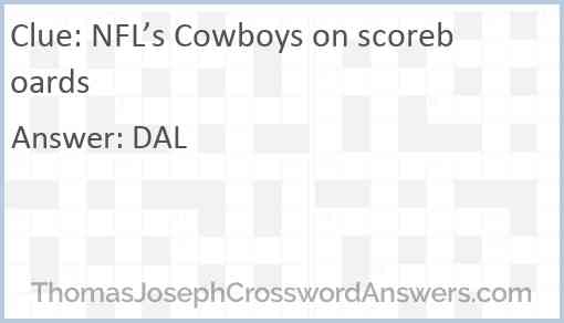 NFL’s Cowboys on scoreboards Answer