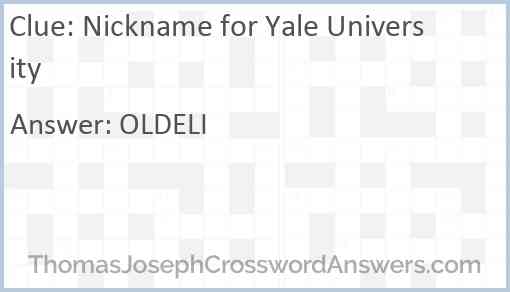 Nickname for Yale University Answer