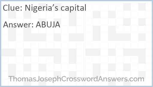 Nigeria’s capital Answer