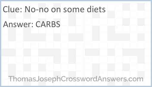 No-no on some diets Answer