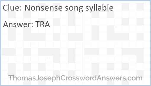 Nonsense song syllable Answer