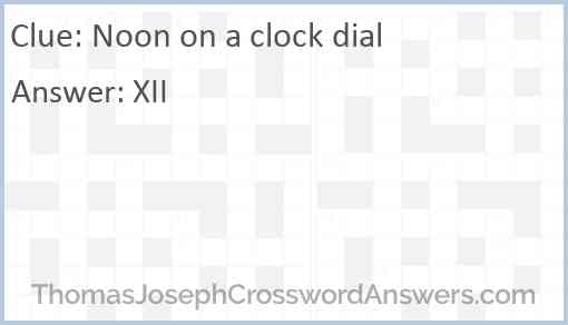 Noon on a clock dial Answer