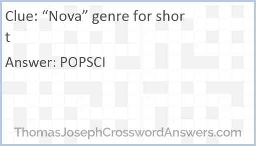 “Nova” genre for short Answer