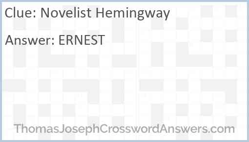 Novelist Hemingway Answer