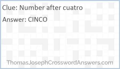Number after cuatro Answer