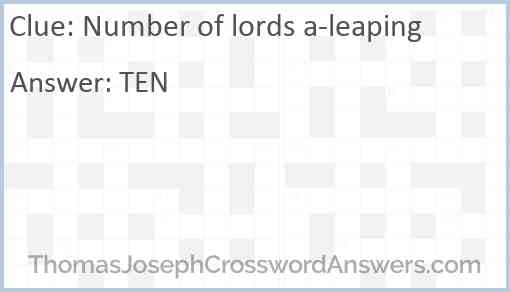 Number of lords a-leaping Answer