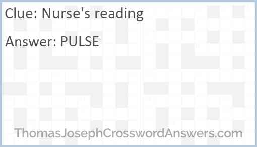 Nurse's reading Answer