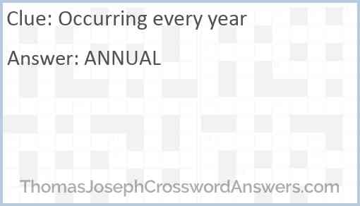 Occurring every year Answer