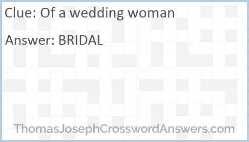 Of a wedding woman Answer