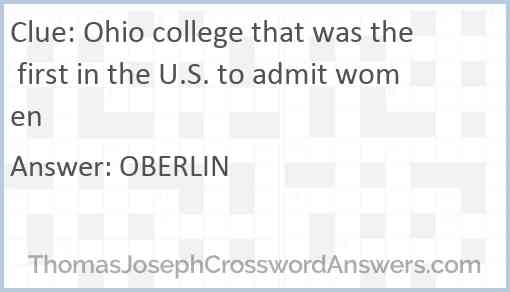 Ohio college that was the first in the U.S. to admit women Answer
