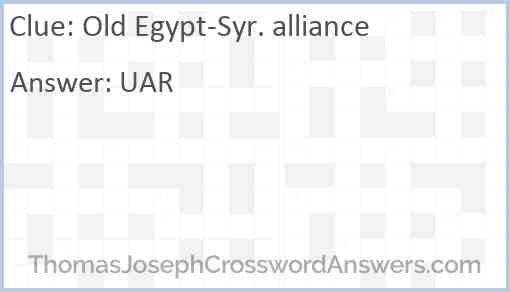 Old Egypt-Syr. alliance Answer