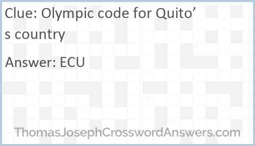 Olympic code for Quito’s country Answer